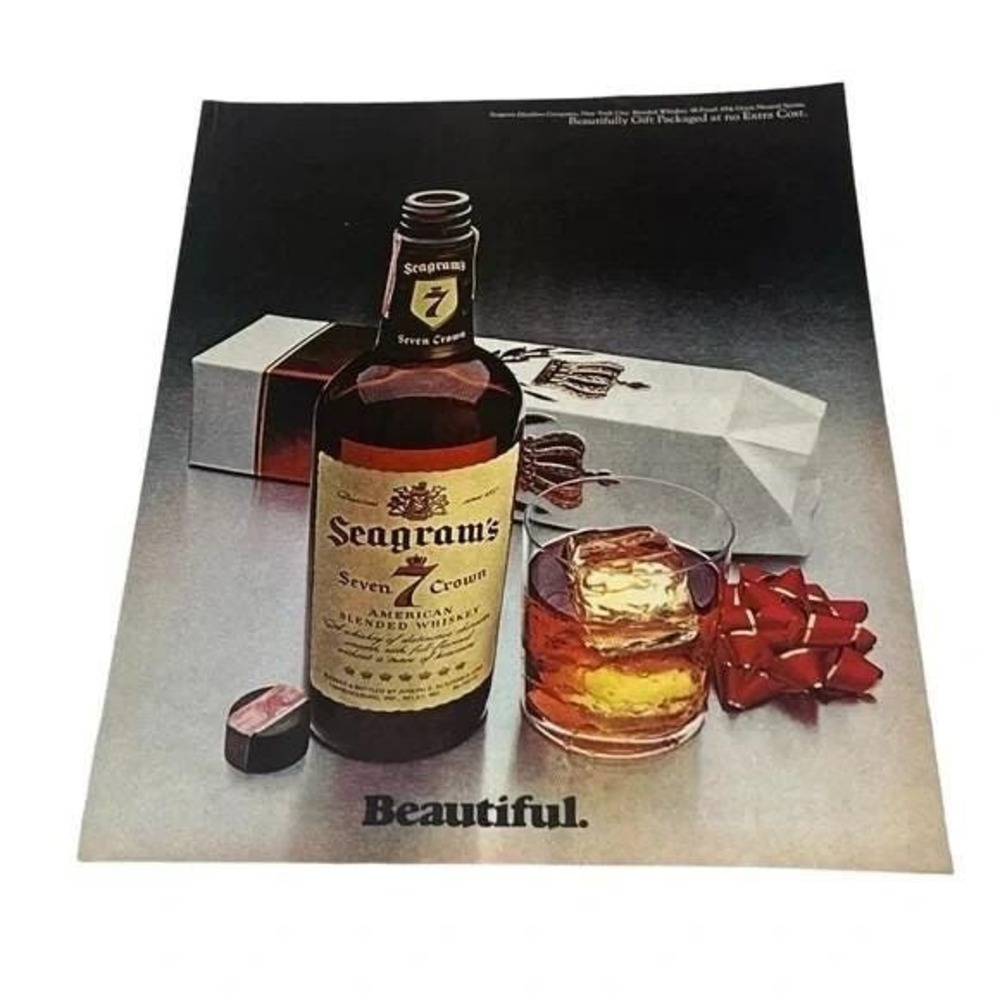 1970 Seagrams 7 Crown Beautiful Original Vintage Print Ad